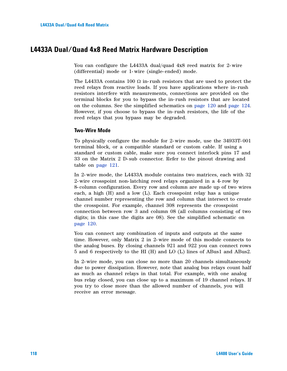 Two-wire mode | Agilent Technologies L4400 User Manual | Page 130 / 281