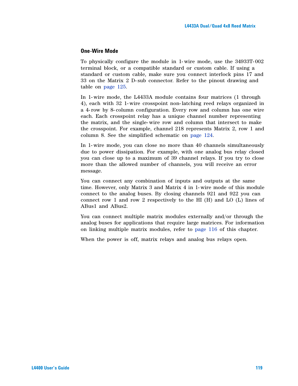 One-wire mode | Agilent Technologies L4400 User Manual | Page 131 / 281