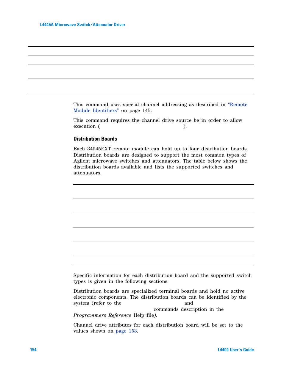 Distribution boards | Agilent Technologies L4400 User Manual | Page 166 / 281