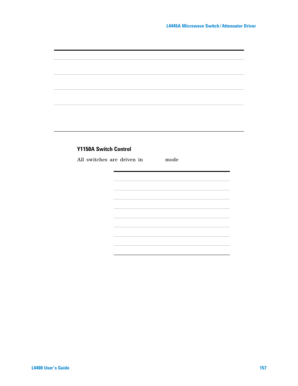 Y1150a switch control | Agilent Technologies L4400 User Manual | Page 169 / 281