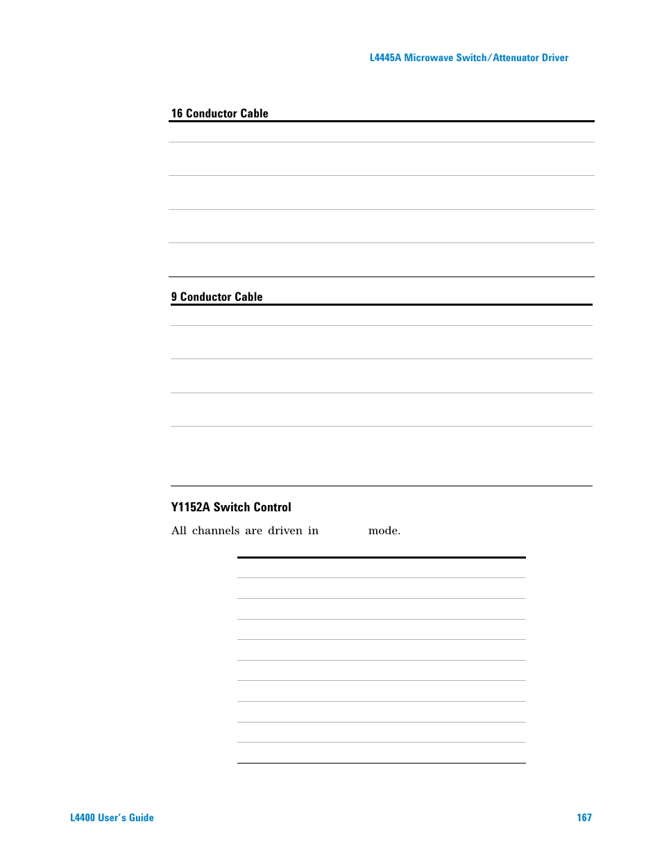 Y1152a switch control | Agilent Technologies L4400 User Manual | Page 179 / 281