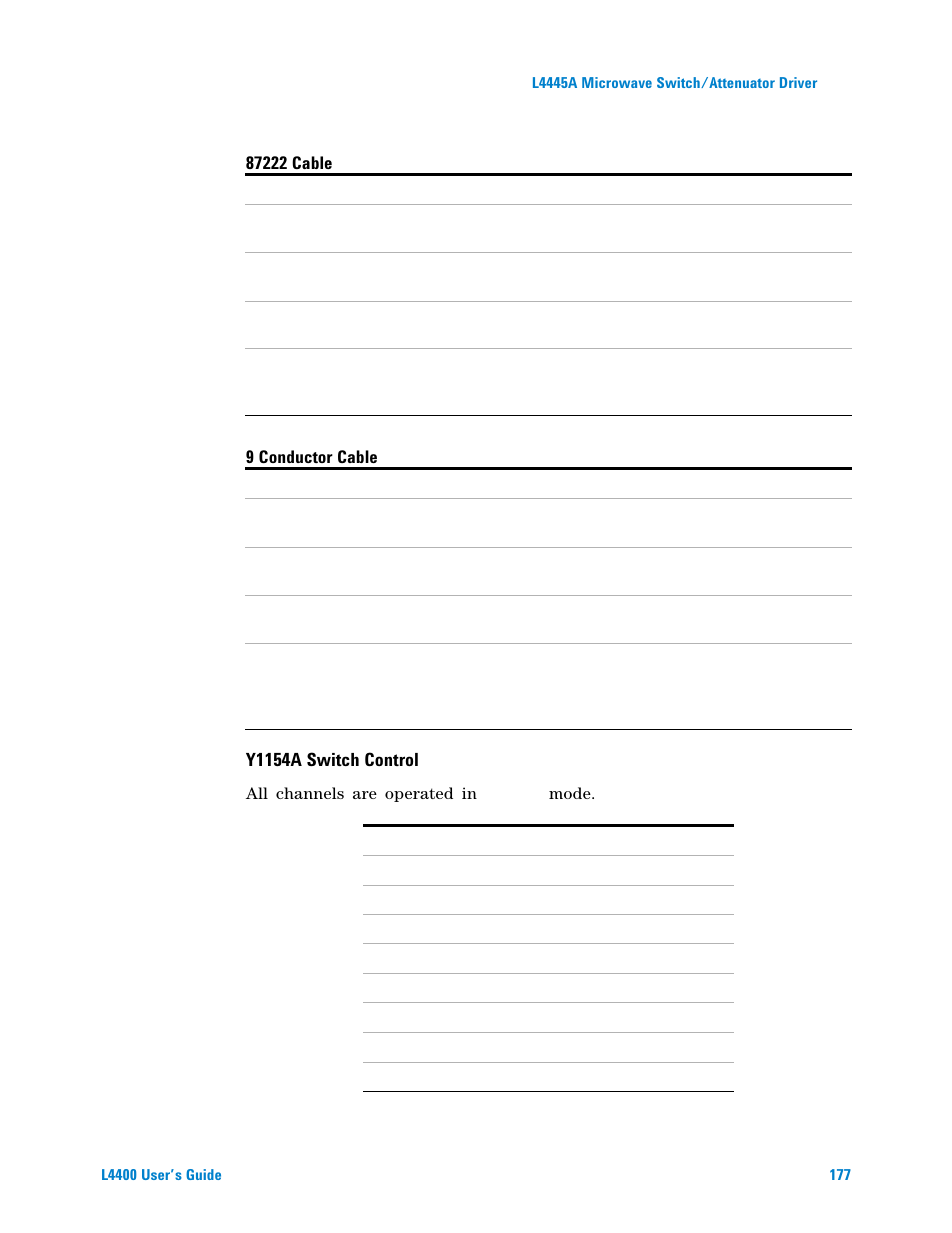 Y1154a switch control | Agilent Technologies L4400 User Manual | Page 189 / 281