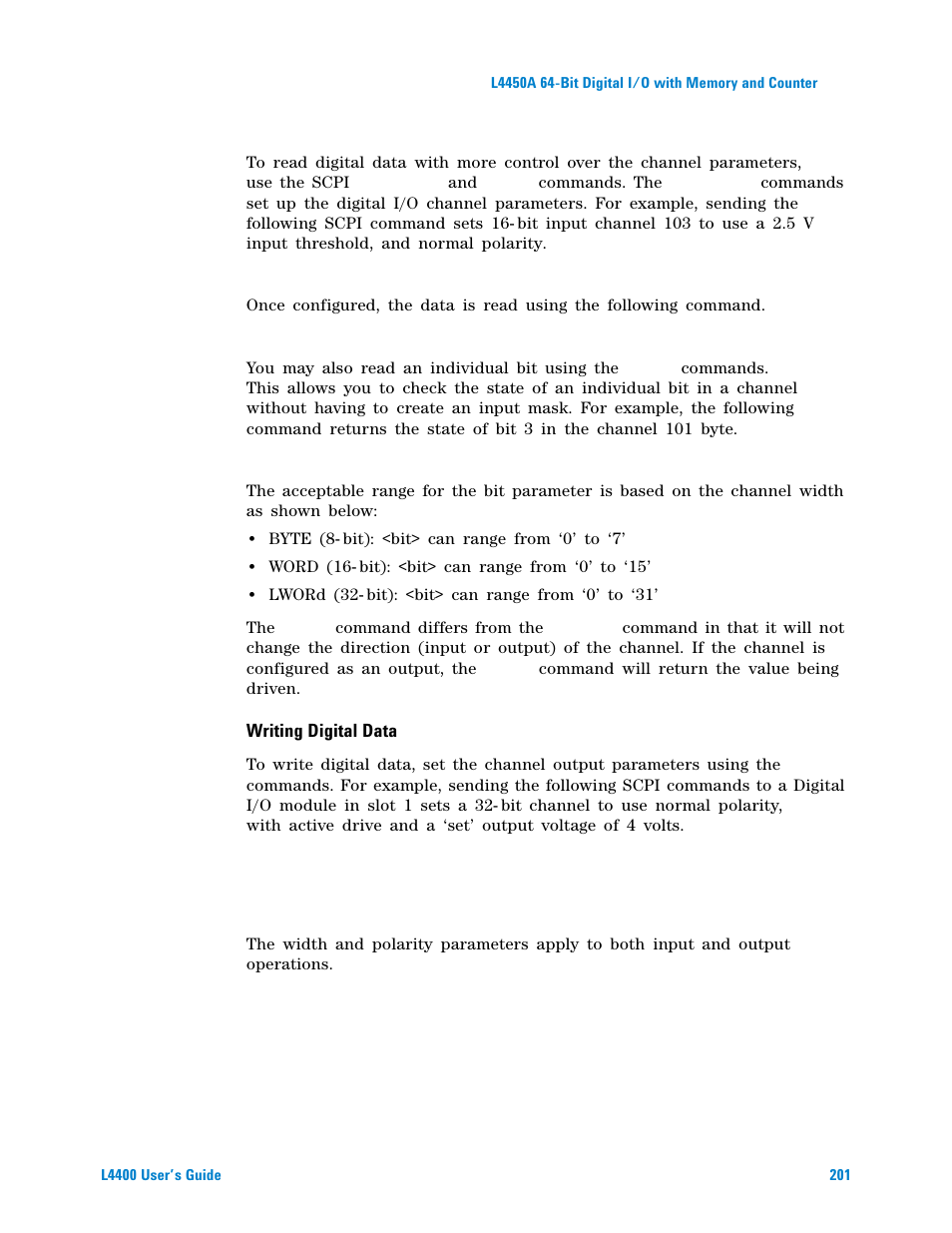 Writing digital data | Agilent Technologies L4400 User Manual | Page 213 / 281
