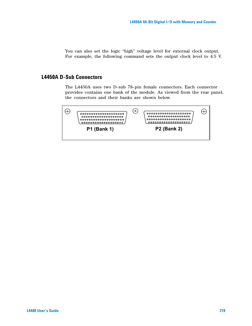 L4450a d-sub connectors | Agilent Technologies L4400 User Manual | Page 231 / 281