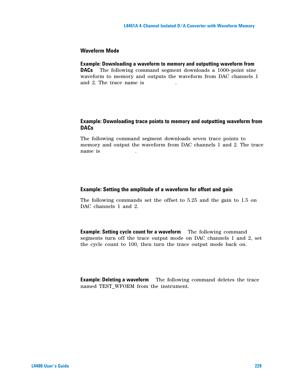 Waveform mode | Agilent Technologies L4400 User Manual | Page 241 / 281