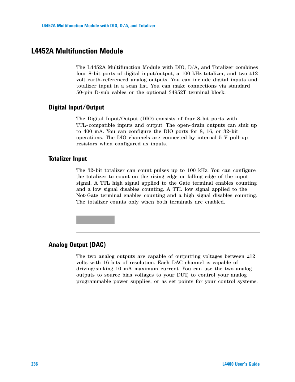L4452a multifunction module | Agilent Technologies L4400 User Manual | Page 248 / 281