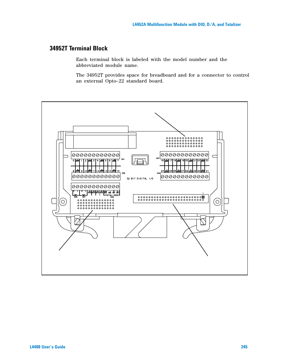 34952t terminal block | Agilent Technologies L4400 User Manual | Page 257 / 281