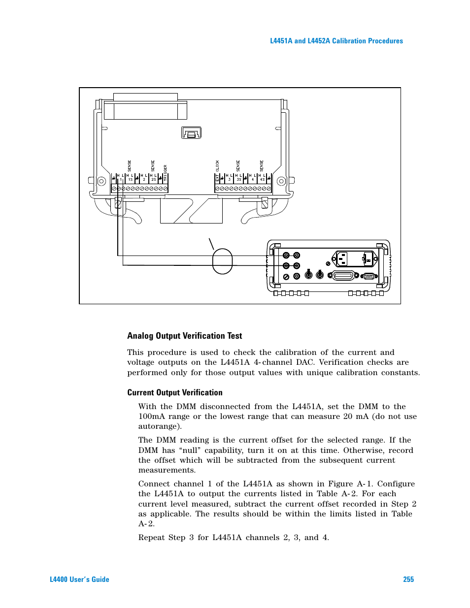 Analog output verification test | Agilent Technologies L4400 User Manual | Page 267 / 281