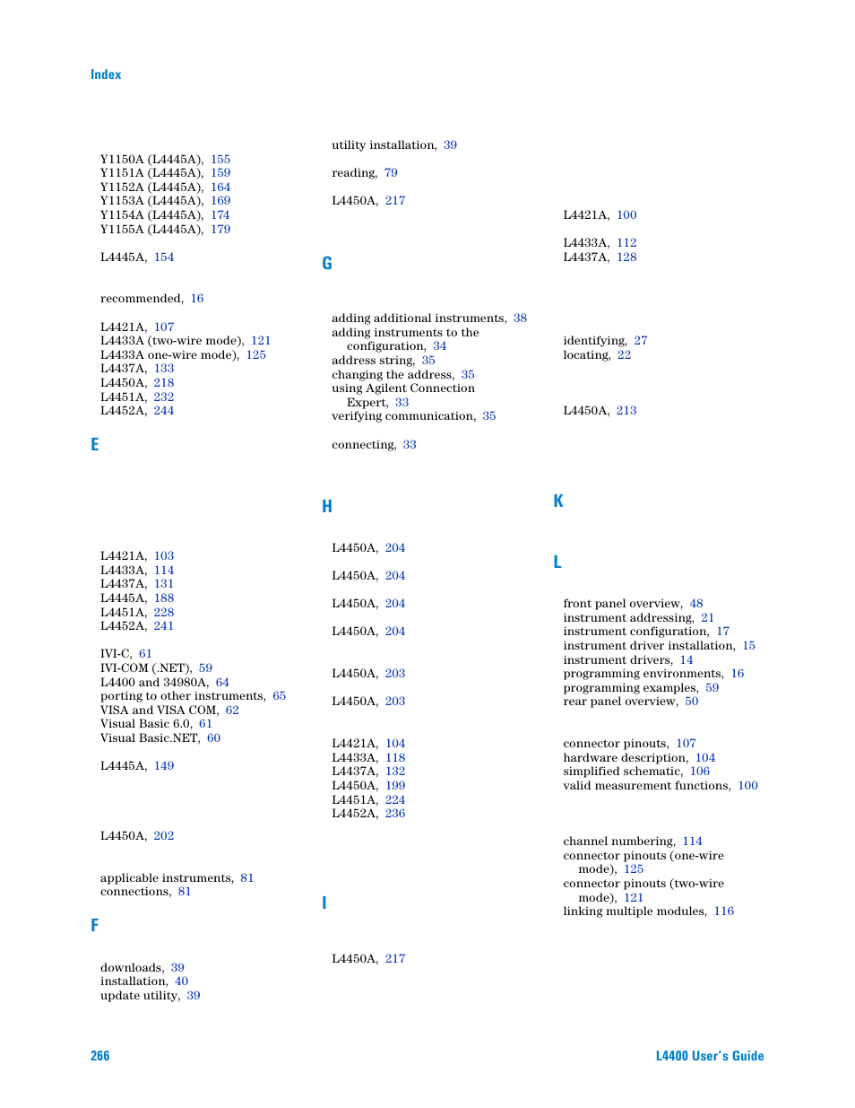 Agilent Technologies L4400 User Manual | Page 278 / 281