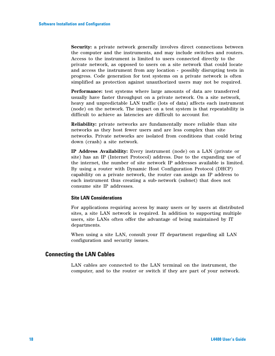 Connecting the lan cables | Agilent Technologies L4400 User Manual | Page 30 / 281