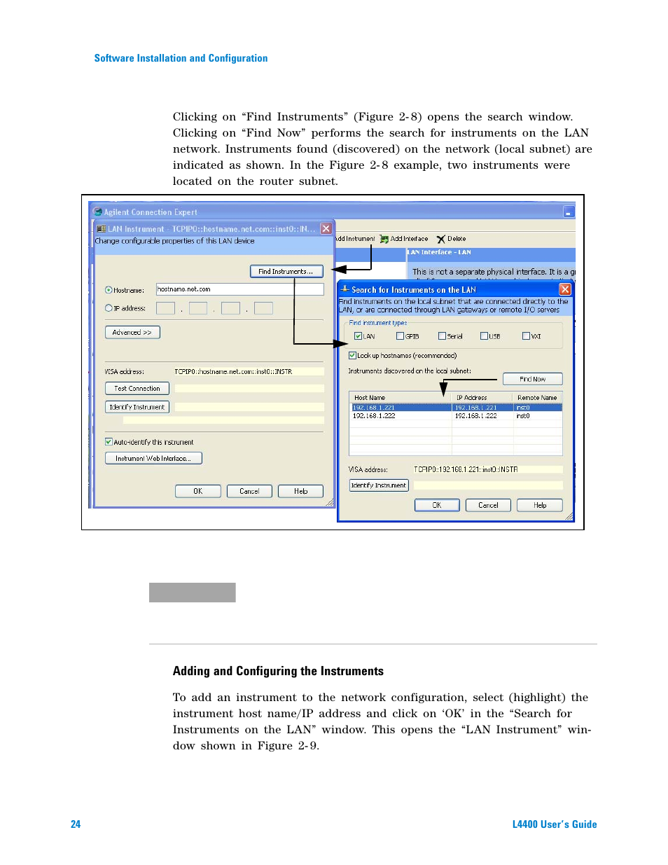 Adding and configuring the instruments | Agilent Technologies L4400 User Manual | Page 36 / 281