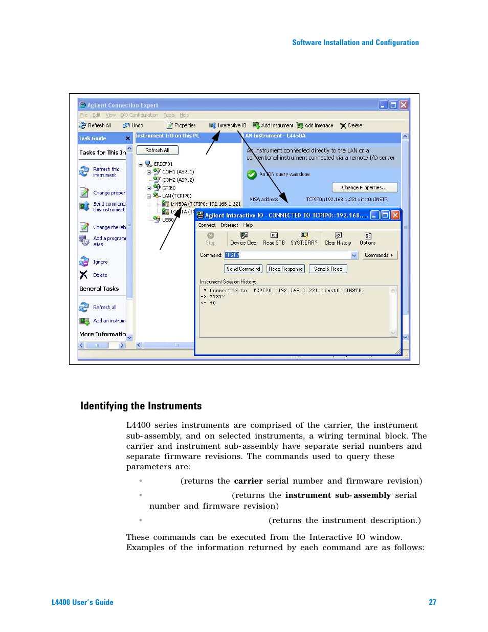 Identifying the instruments | Agilent Technologies L4400 User Manual | Page 39 / 281