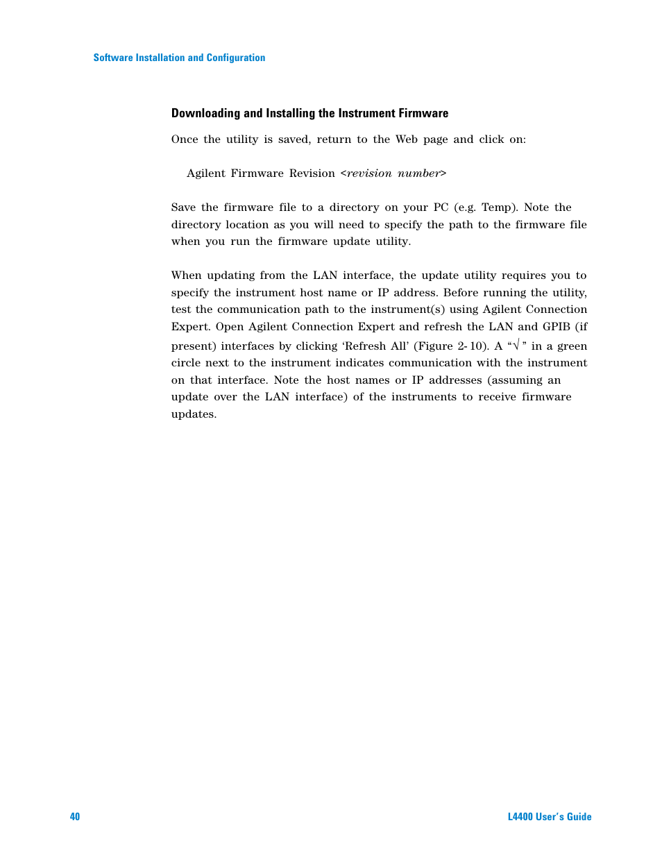 Downloading and installing the instrument firmware | Agilent Technologies L4400 User Manual | Page 52 / 281