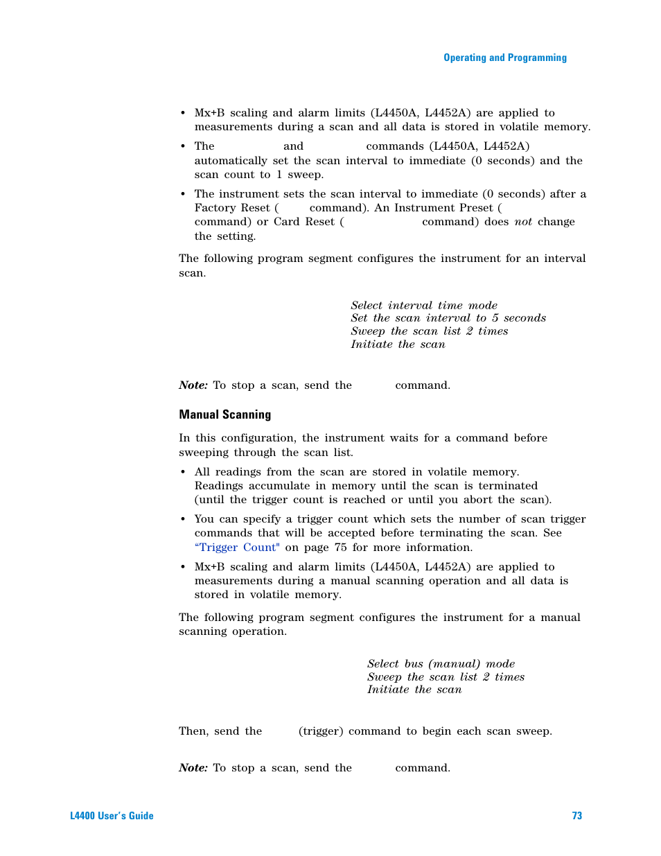 Manual scanning | Agilent Technologies L4400 User Manual | Page 85 / 281