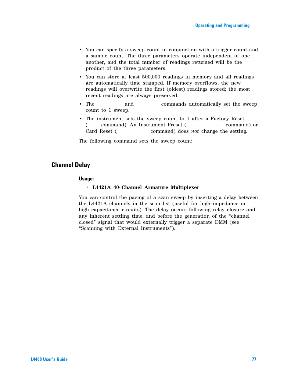 Channel delay | Agilent Technologies L4400 User Manual | Page 89 / 281