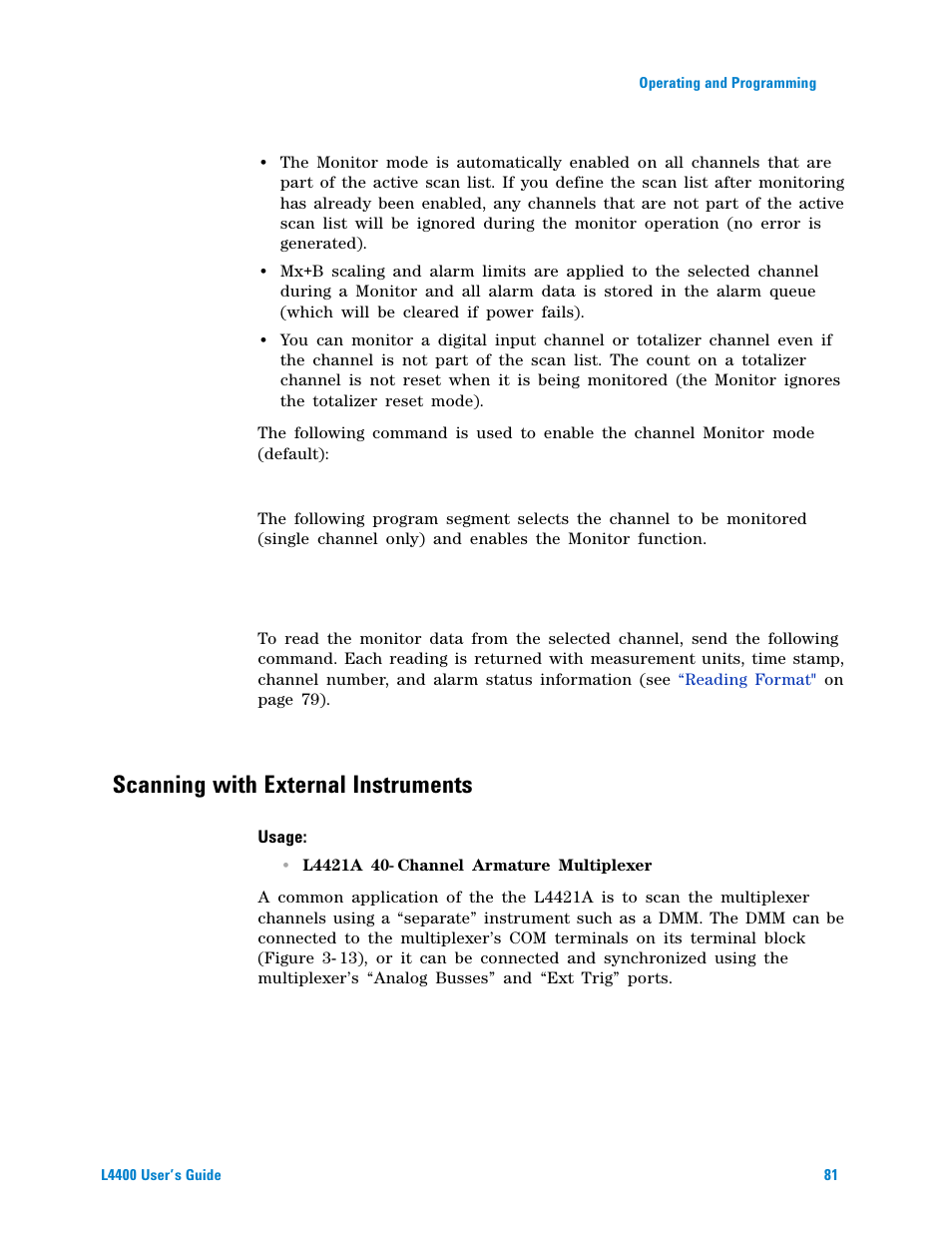 Scanning with external instruments | Agilent Technologies L4400 User Manual | Page 93 / 281