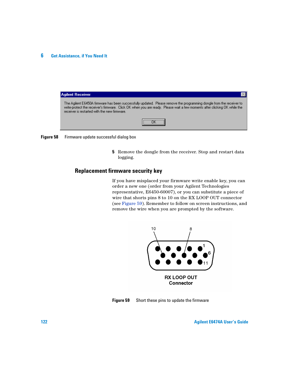 Replacement firmware security key, Figure 58, Appe | Agilent Technologies Agilent E6474A User Manual | Page 122 / 184