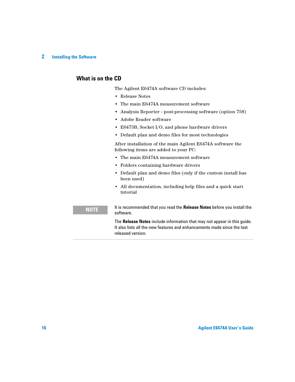 What is on the cd | Agilent Technologies Agilent E6474A User Manual | Page 16 / 184