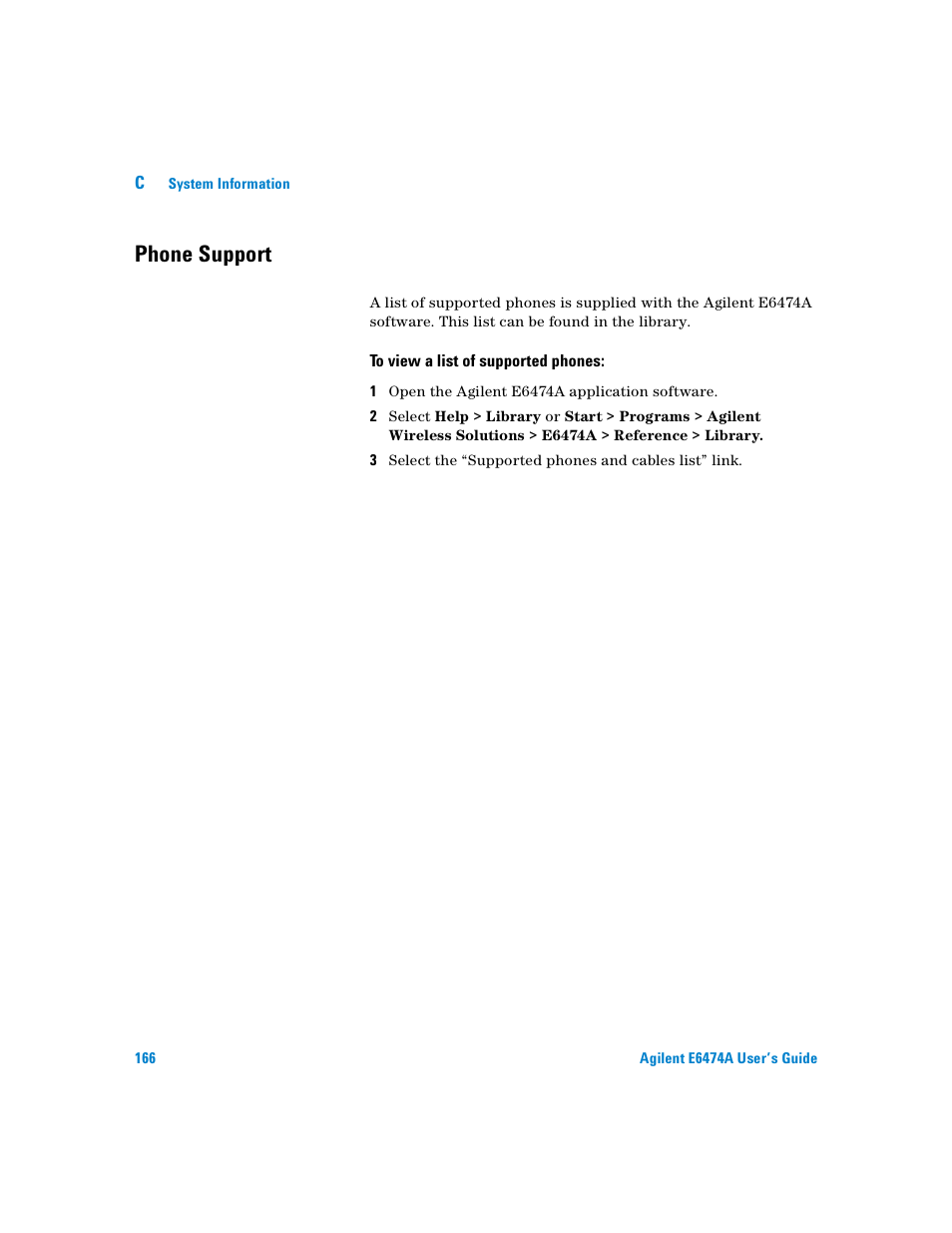 Phone support, To view a list of supported phones | Agilent Technologies Agilent E6474A User Manual | Page 166 / 184