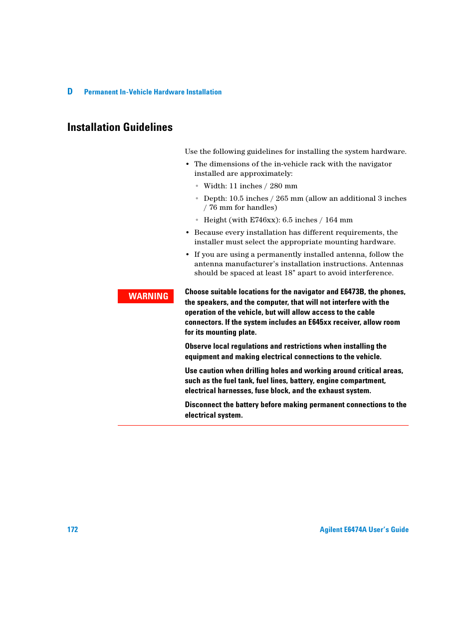 Installation guidelines | Agilent Technologies Agilent E6474A User Manual | Page 172 / 184