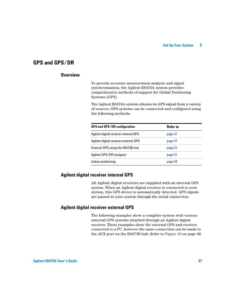 Gps and gps/dr, Overview, Agilent digital receiver internal gps | Agilent digital receiver external gps | Agilent Technologies Agilent E6474A User Manual | Page 47 / 184