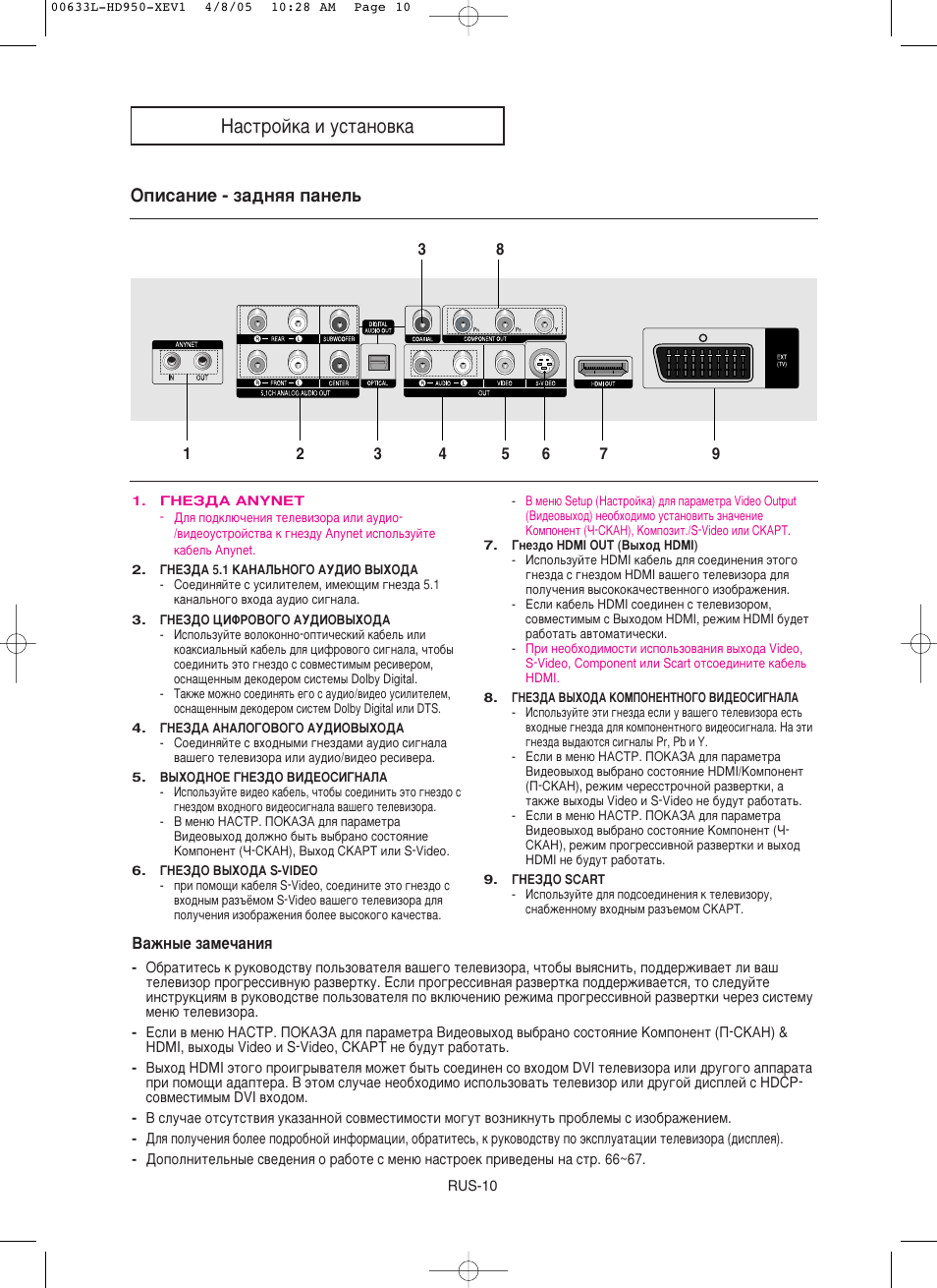 З‡тъуин‡ л yòúaìo‚нa, Йфлт‡млв - б‡‰мﬂﬂ ф‡мво | Samsung DVD-HD950 User Manual | Page 10 / 152