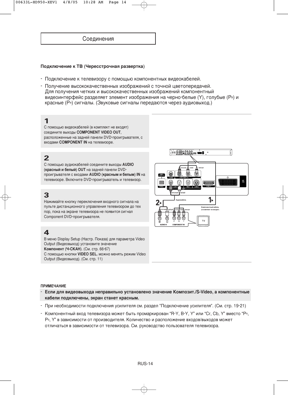 Ëoe‰ëìeìëﬂ, Л н‡тм˚в (p | Samsung DVD-HD950 User Manual | Page 14 / 152