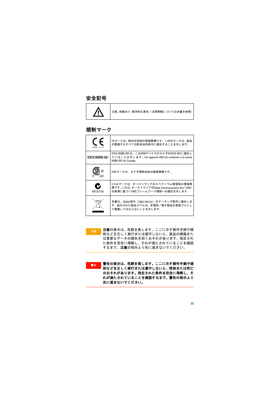 安全記号 規制マーク | Agilent Technologies 82357B User Manual | Page 20 / 34