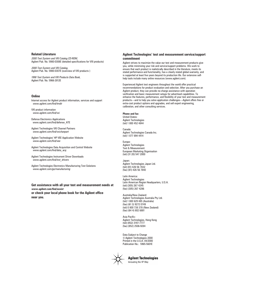 Agilent Technologies Agilent E1345A User Manual | Page 5 / 5