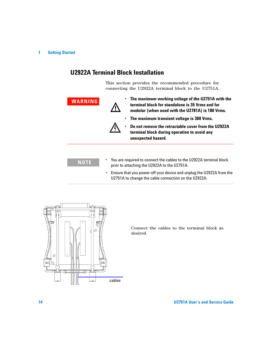 U2922a terminal block installation | Agilent Technologies U2751A User Manual | Page 30 / 57