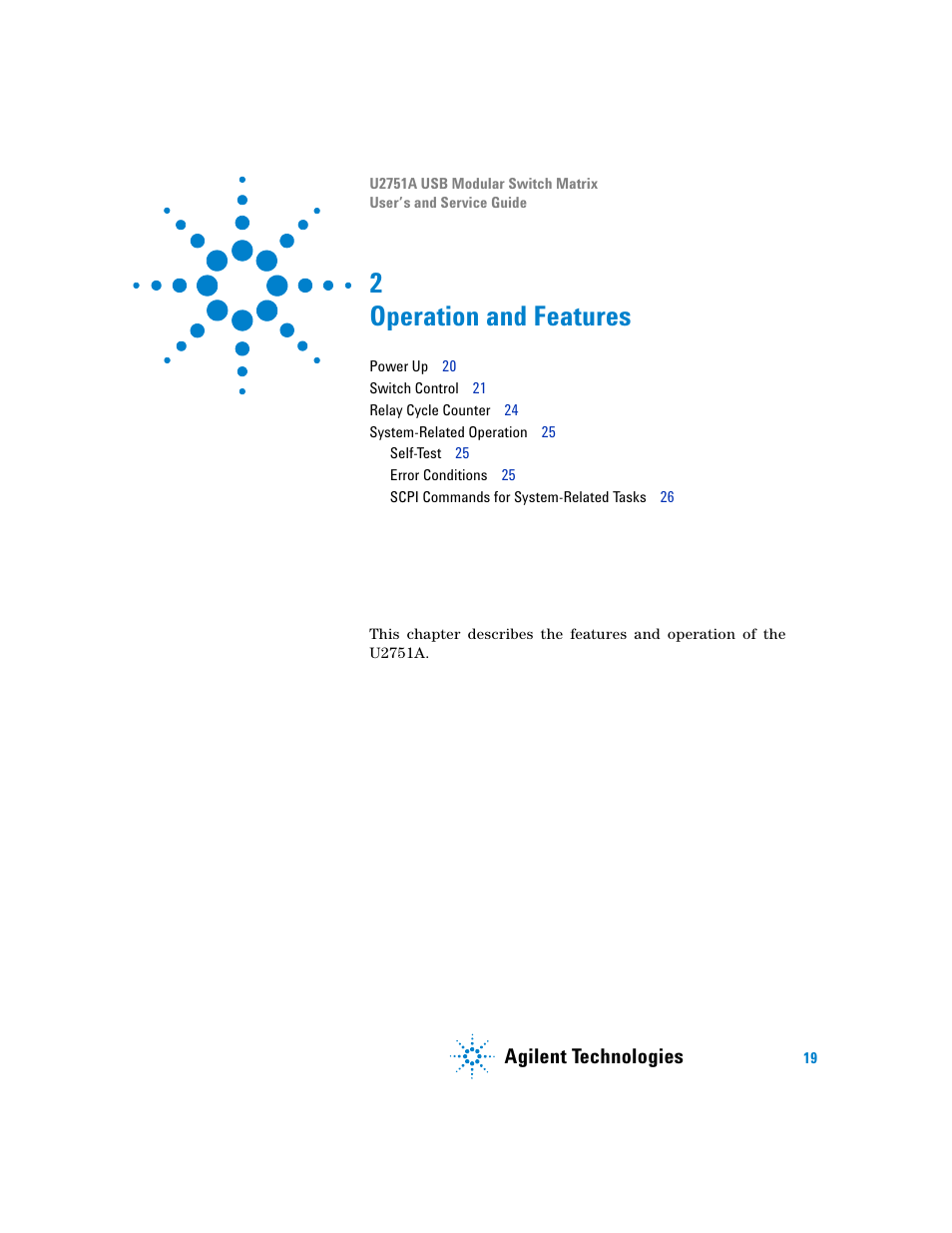 Operation and features, 2 operation and features, Agilent technologies | Agilent Technologies U2751A User Manual | Page 35 / 57