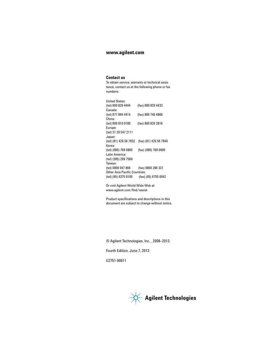 Agilent technologies | Agilent Technologies U2751A User Manual | Page 57 / 57