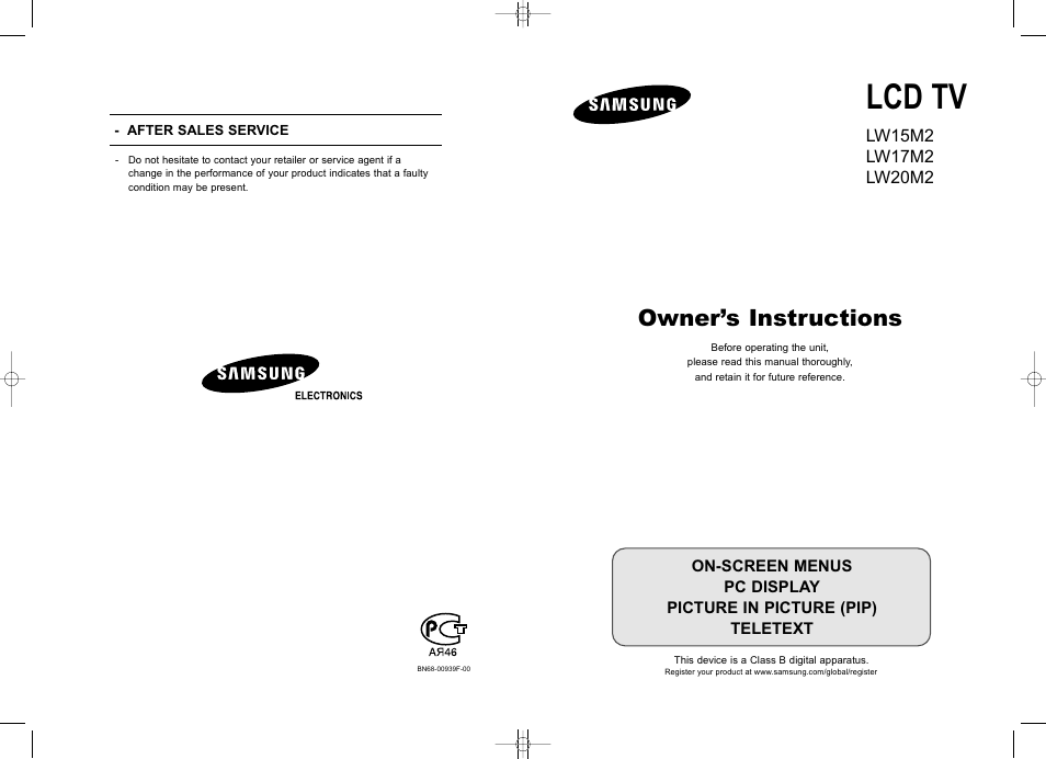 Samsung LW15M23CP User Manual | 66 pages