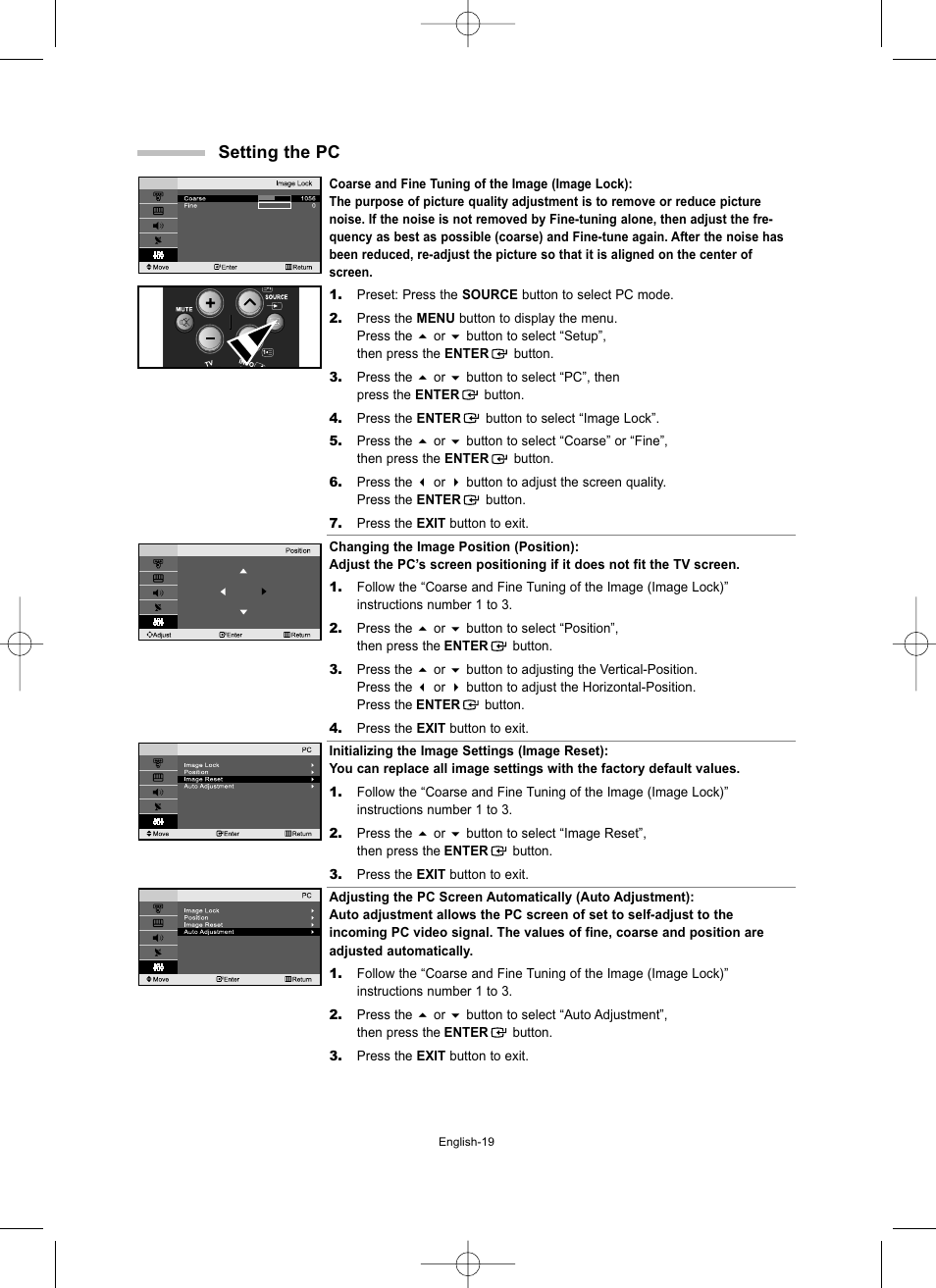 Setting the pc | Samsung LW15M23CP User Manual | Page 21 / 66