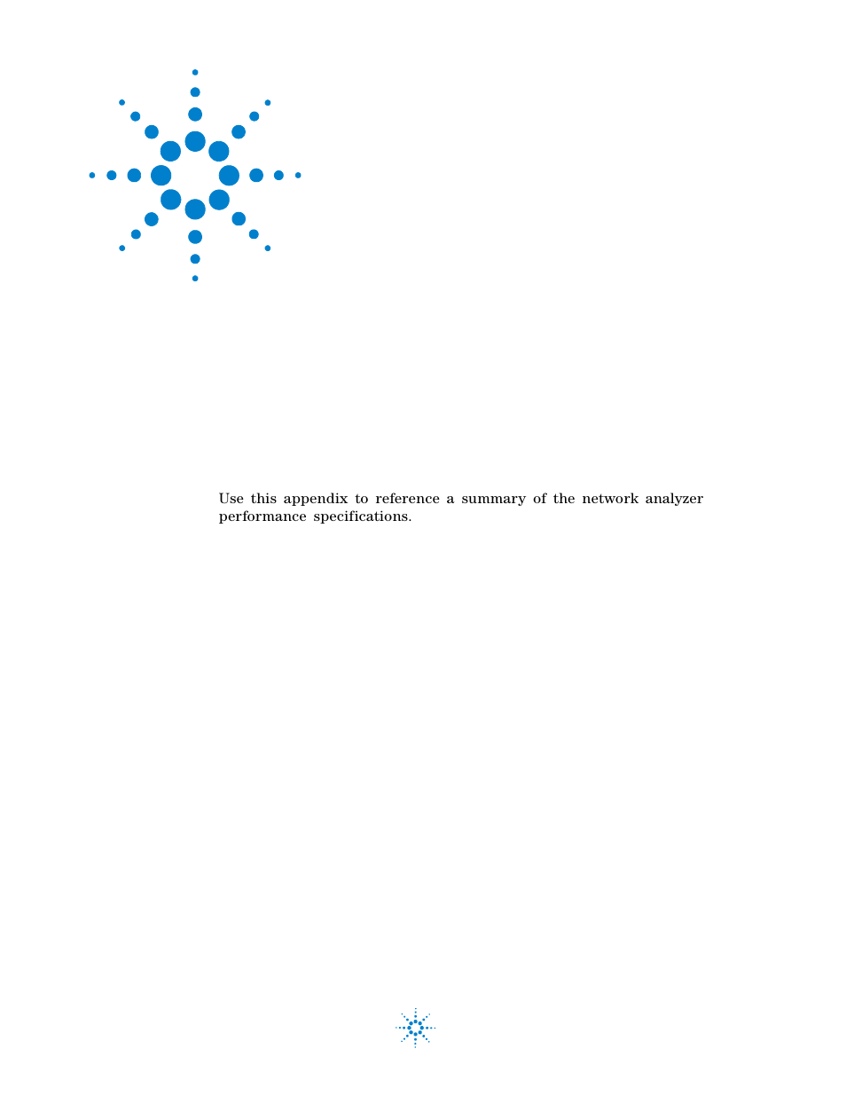 Network analyzer performance specification summary, Appendix g, Network analyzer performance | Network analyzer | Agilent Technologies 85225F User Manual | Page 141 / 148
