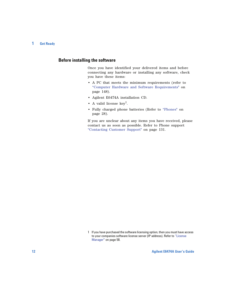 Before installing the software | Agilent Technologies Wireless Network Optimization Platform E6474A User Manual | Page 12 / 194