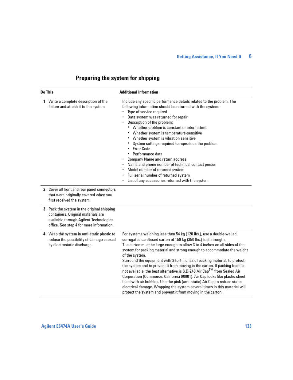 Preparing the system for shipping | Agilent Technologies Wireless Network Optimization Platform E6474A User Manual | Page 133 / 194