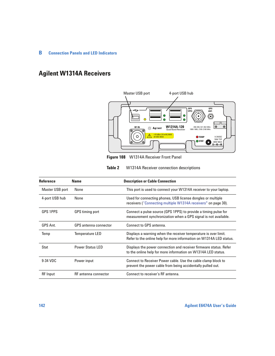 Agilent w1314a receivers | Agilent Technologies Wireless Network Optimization Platform E6474A User Manual | Page 142 / 194