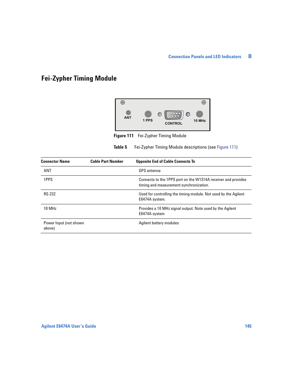Fei-zypher timing module | Agilent Technologies Wireless Network Optimization Platform E6474A User Manual | Page 145 / 194