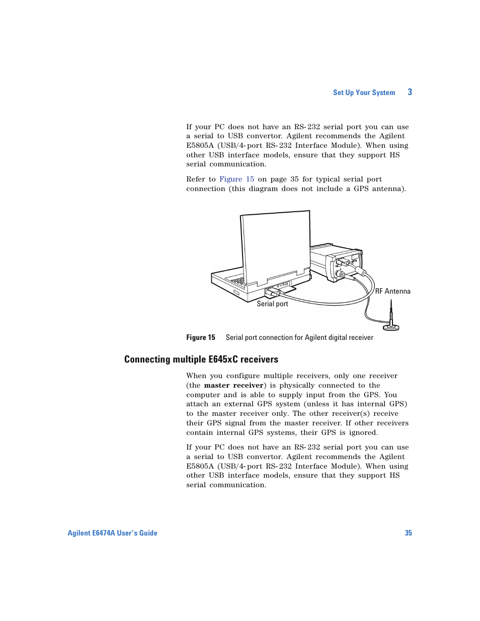 Connecting multiple e645xc receivers | Agilent Technologies Wireless Network Optimization Platform E6474A User Manual | Page 35 / 194