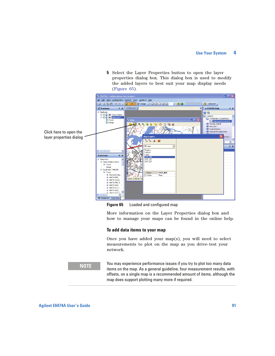To add data items to your map | Agilent Technologies Wireless Network Optimization Platform E6474A User Manual | Page 91 / 194