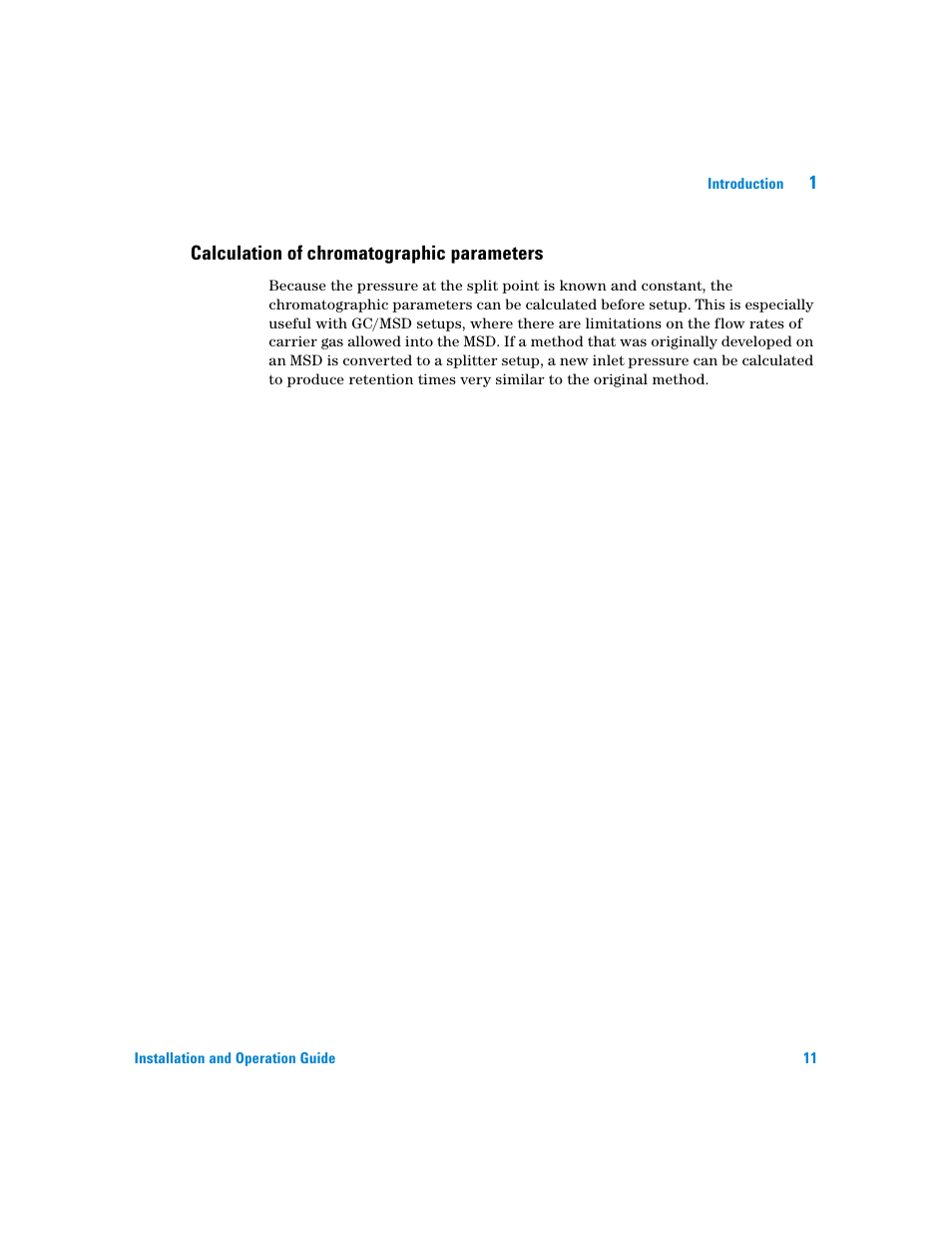 Calculation of chromatographic parameters | Agilent Technologies G3180B User Manual | Page 11 / 52