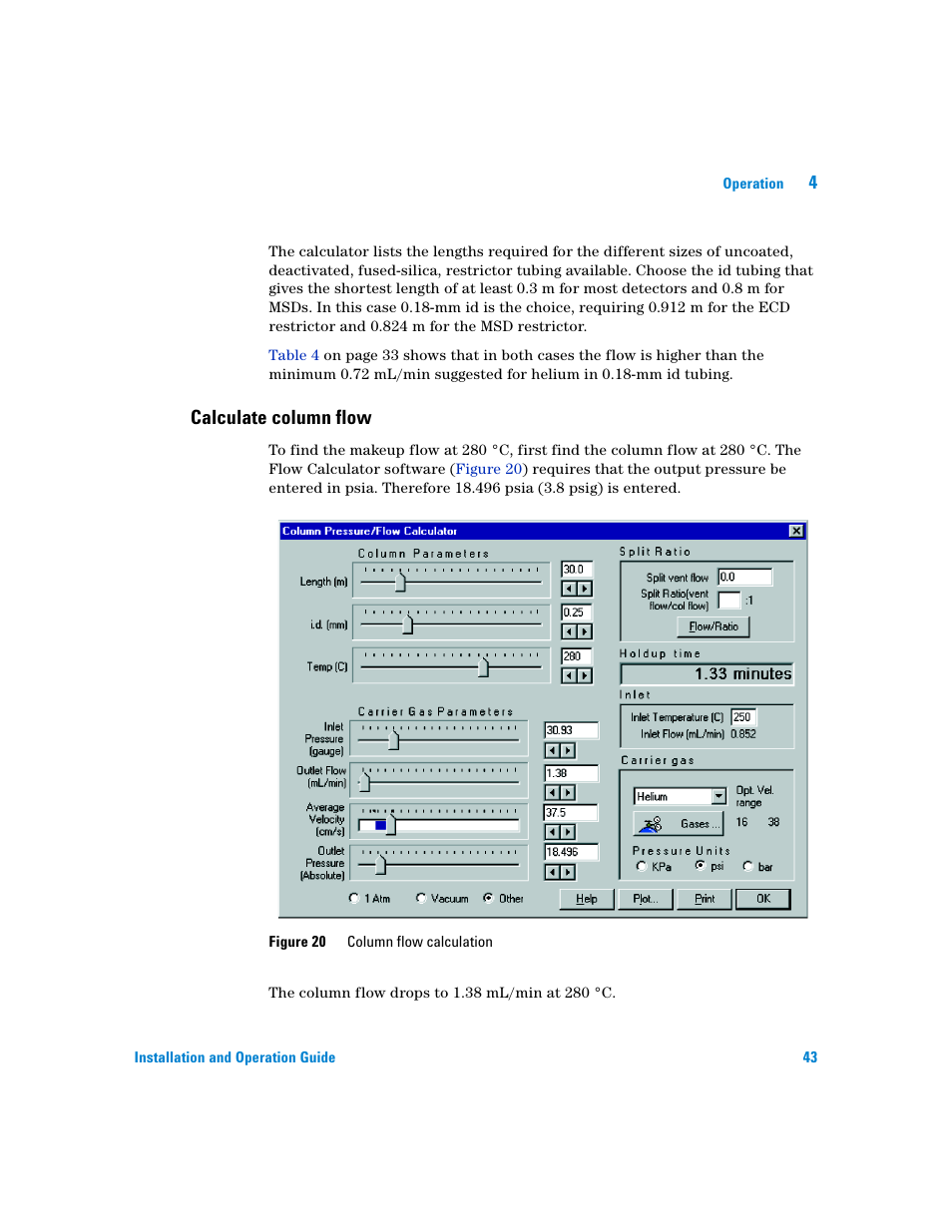 Calculate column flow | Agilent Technologies G3180B User Manual | Page 43 / 52