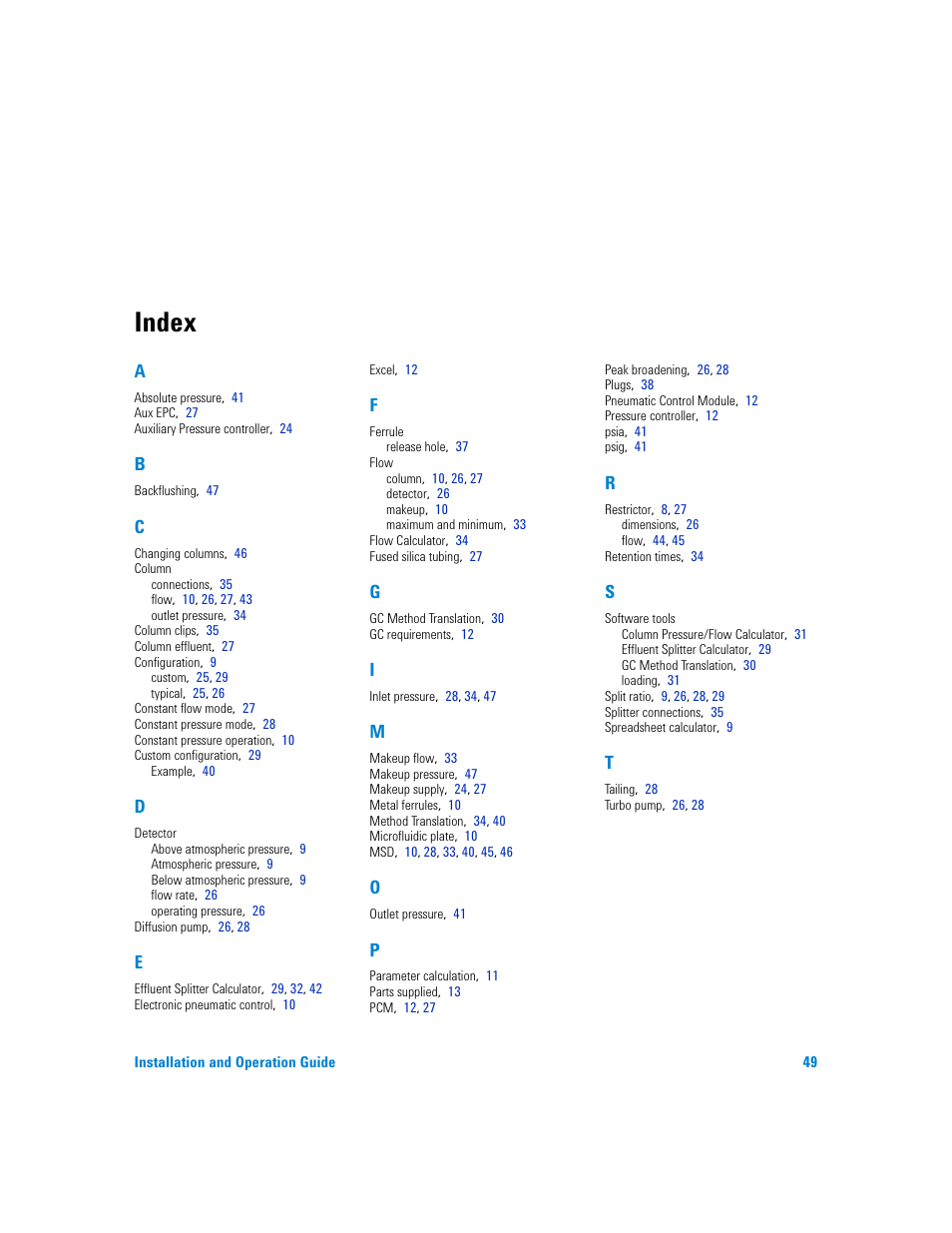 Index | Agilent Technologies G3180B User Manual | Page 49 / 52