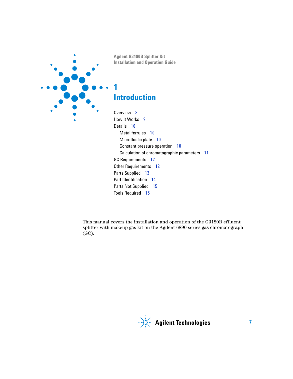 Agilent Technologies G3180B User Manual | Page 7 / 52