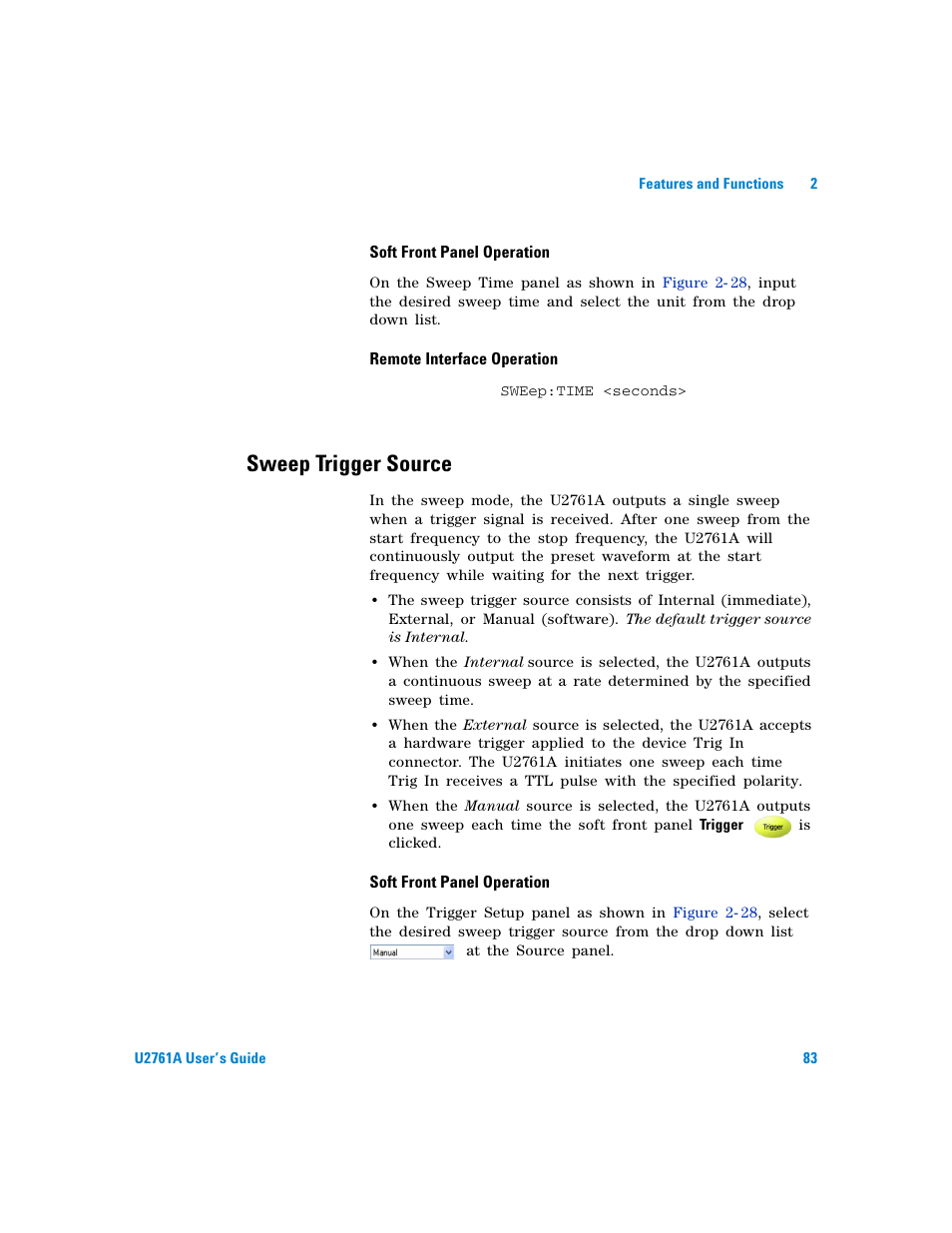 Sweep trigger source | Agilent Technologies AGILENT U2761A User Manual | Page 101 / 123