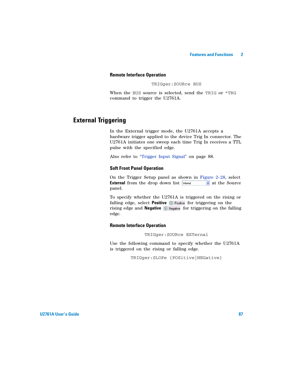 External triggering | Agilent Technologies AGILENT U2761A User Manual | Page 105 / 123