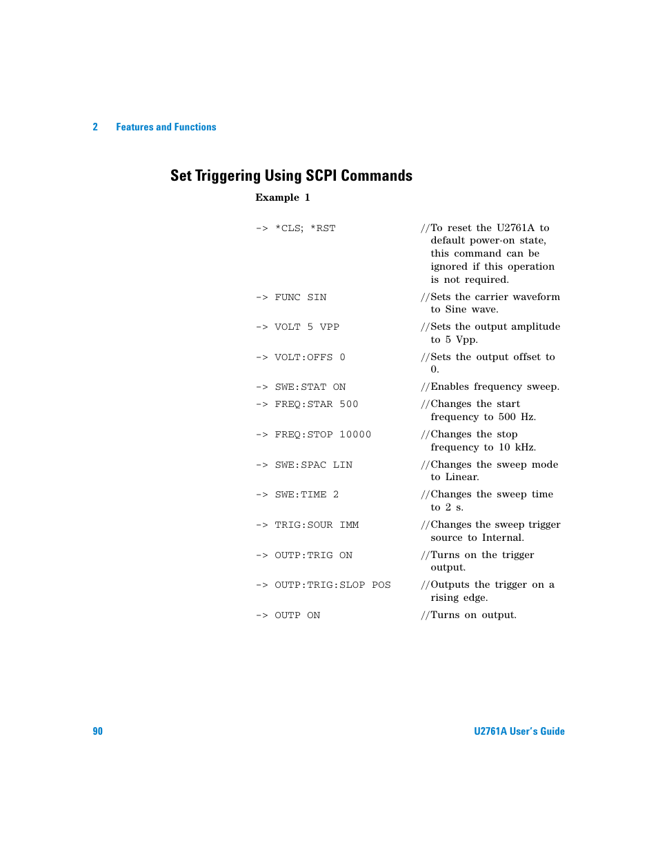 Set triggering using scpi commands | Agilent Technologies AGILENT U2761A User Manual | Page 108 / 123