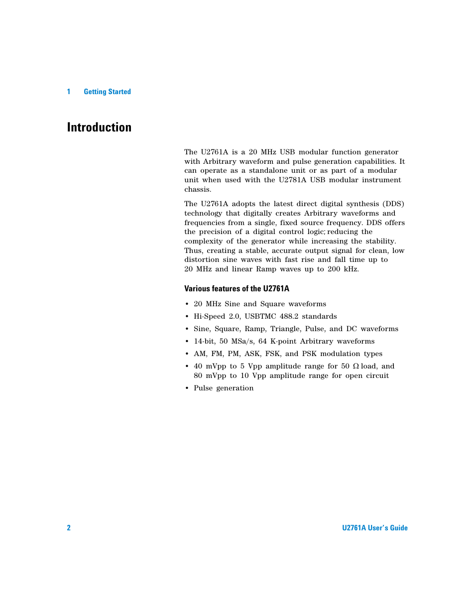 Introduction | Agilent Technologies AGILENT U2761A User Manual | Page 20 / 123