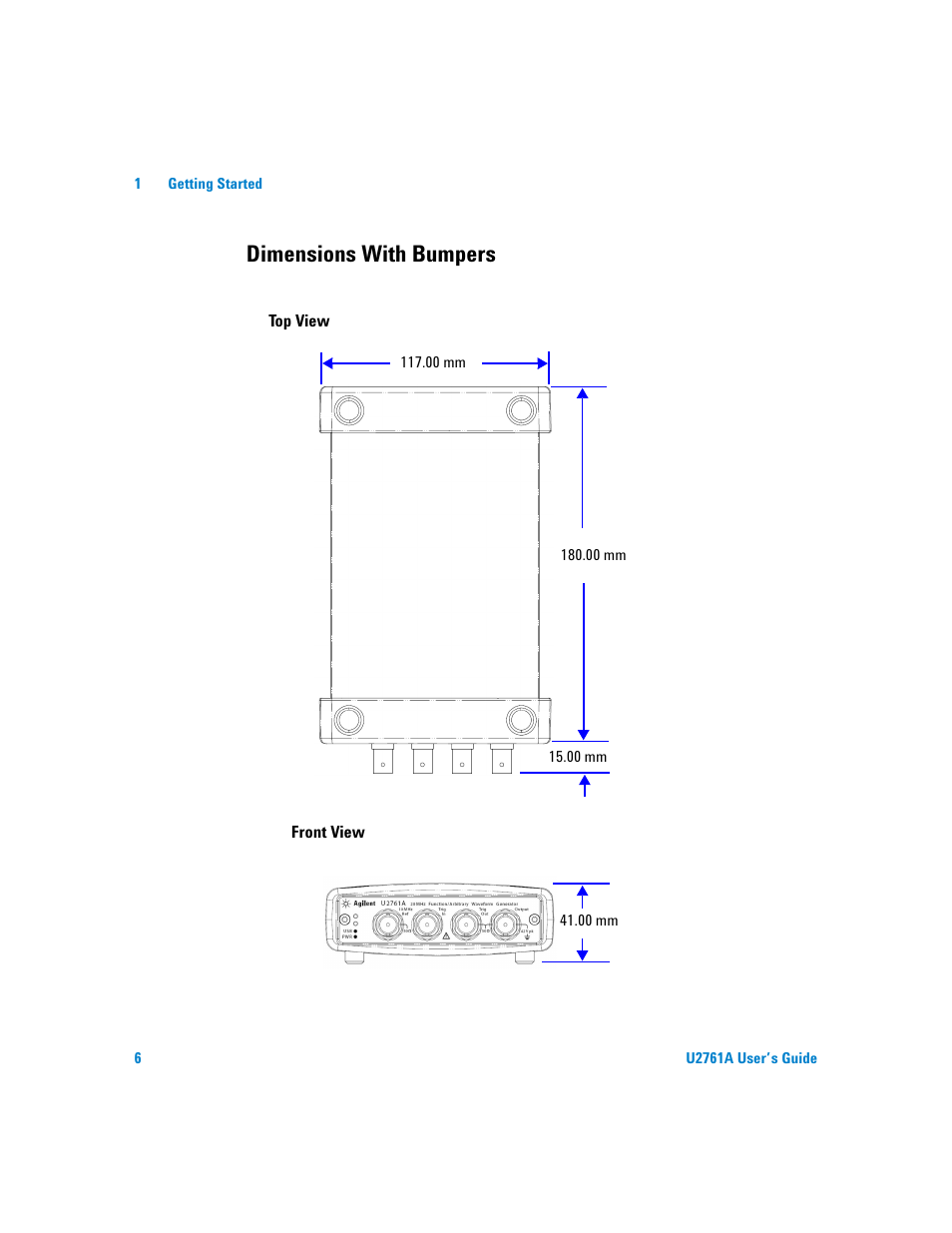 Dimensions with bumpers | Agilent Technologies AGILENT U2761A User Manual | Page 24 / 123